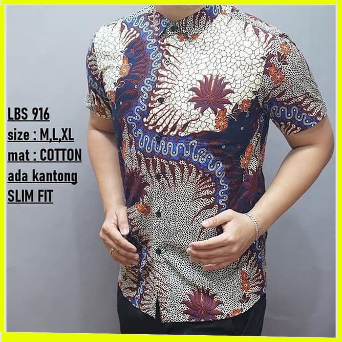 KEMEJA PRIA BATIK LENGAN PENDEK HEM BAHAN KATUN HALUS 40S LBS 916 MEWAH PREMIUM BAJU ELEGANT SIZE M L XL  SKU MS JAKARTA