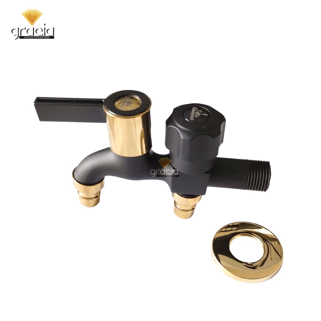 Kran Mesin Cuci Black Gold High Quality Stainless Black Kran Cabang Combo / Kran Double / Kran 1/2 Inch / Kran Kamar mandi / Kran Shower