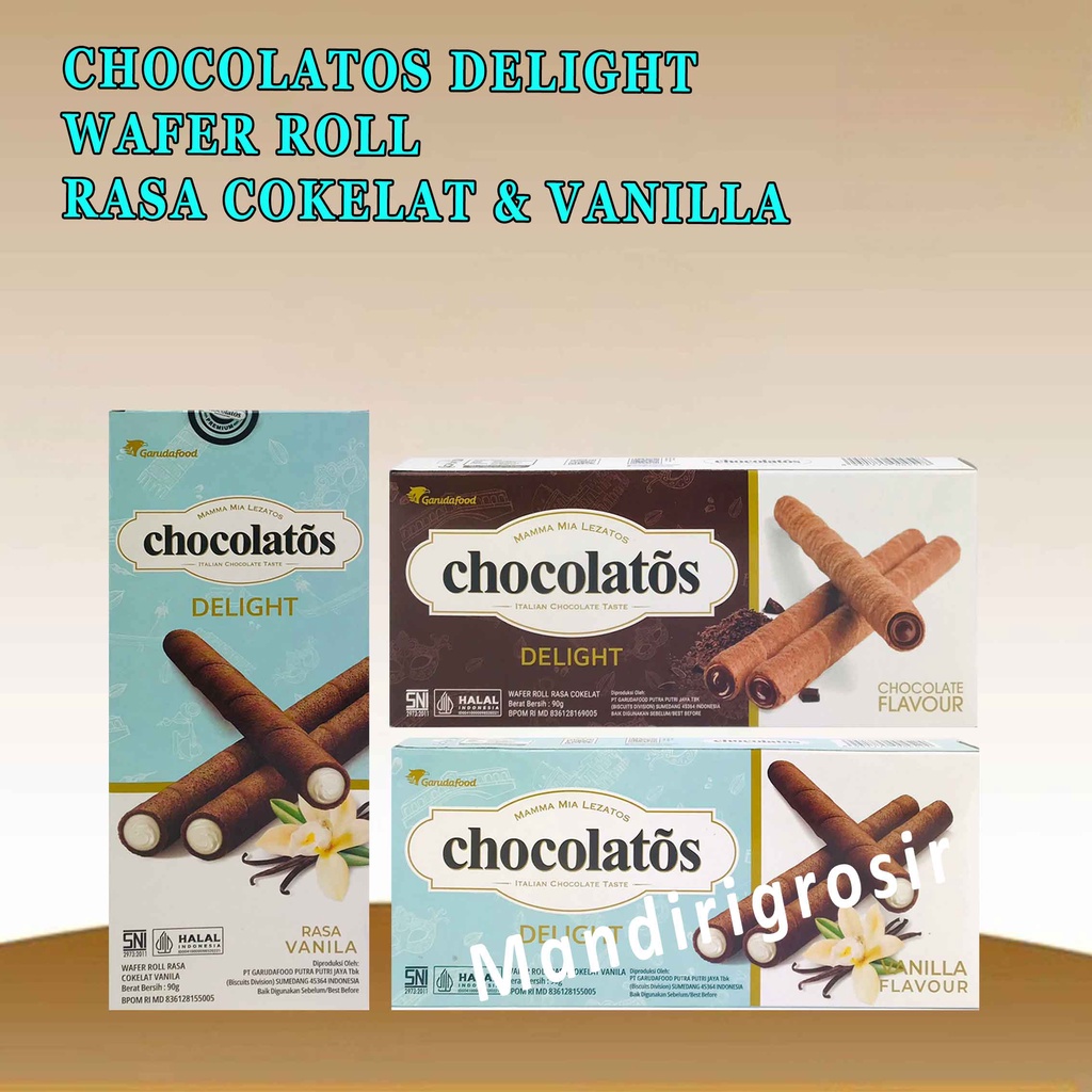 Wafer Roll * Chocolatos Delight * Wafer Rasa Coklat &amp; Vanilla * 90g