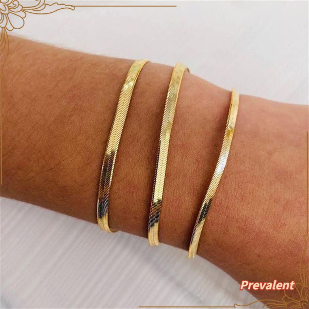 Preva Gelang Rantai Ular3 /4/5mm Klasik Anti Karat Minimalis Untuk Wanita Pria Herringbone Link Bracelet