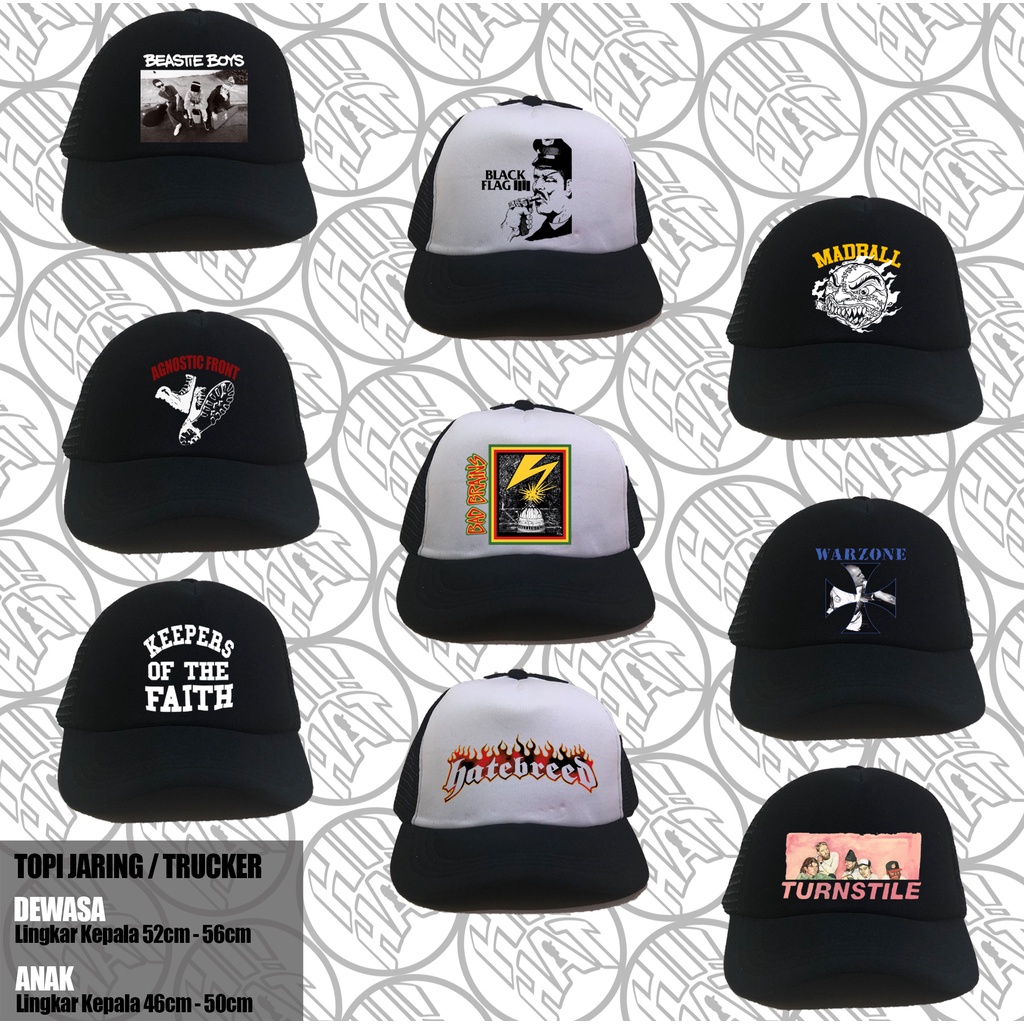 BIG SALE Topi Trucker Band Dewasa & Anak / Trucker Hat Band / Topi Trucker Band / Topi Band / Topi T