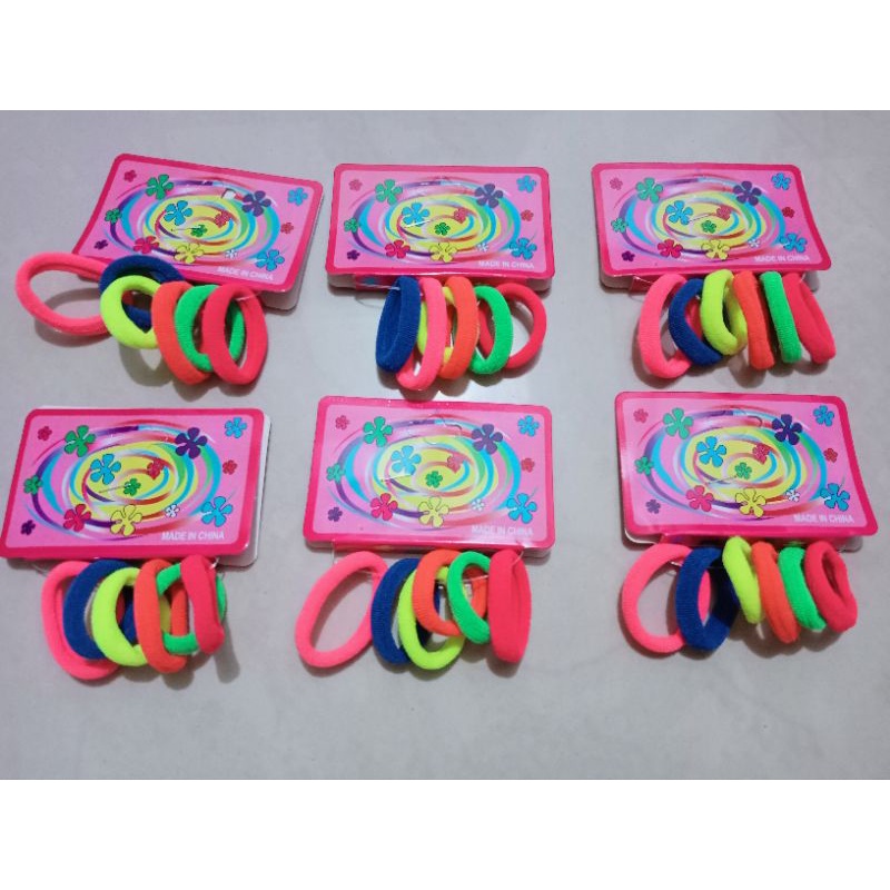 Karet Rambut Donat Mini Anak Warna Warni Isi 6 pc