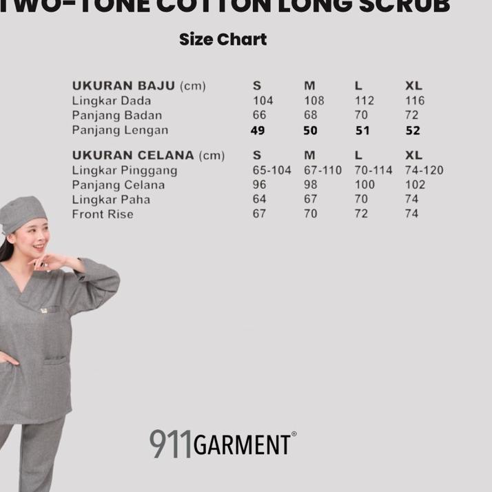 Best Seller [Two tone/ Denim Edition] SET Long Scrub Dokter/Baju Jaga Dokter/ Baju OK/ Baju Perawat/