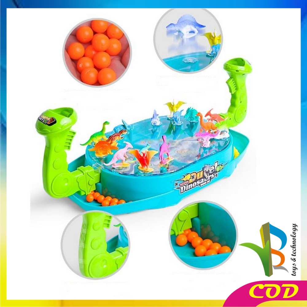 RB-M285 Mainan Dinosaurus Duel Games Tembak Bola Dinosaur Board Game Set Maenan Dino Battle Games Anak Laki Laki Perempuan