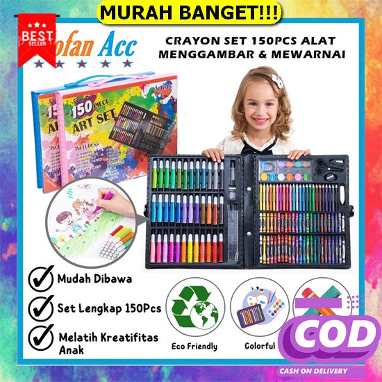 

Doritoki Crayon Set 150Pcs / Crayon Mewarnai Anak 150Pcs Pensil Warna Set 150Pcs Murah Crayon Set 150Pcs / Alat Menggambar Mewarnai Dan Melukis Isi 150 Pcs Untuk Anak-Anak / Kit Art Supplies Painting Set For Children / Krayon Hadiah Kado Ulang Tahun