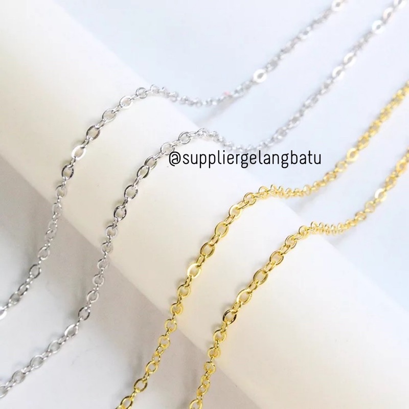 Bahan Rantai Titanium Nuri Silver/Gold/Rosegold anti karat per 20 meter per pak stainless steel