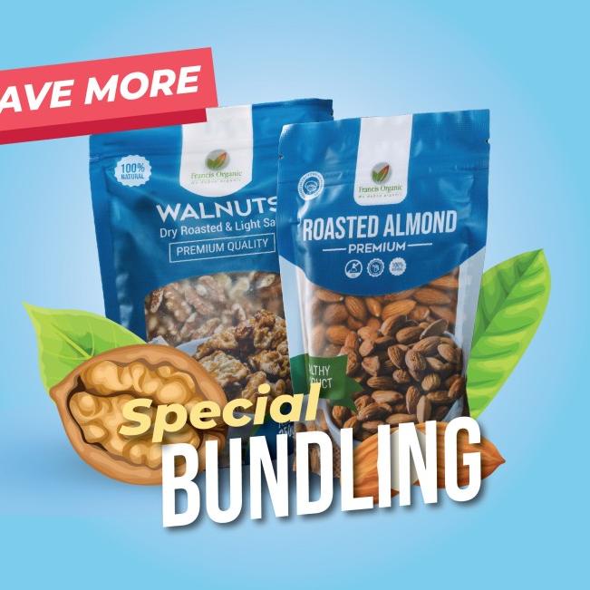 

Terlaris.. Special Bundle Roasted Walnut 250gr dan Roasted Almond 150 KMY