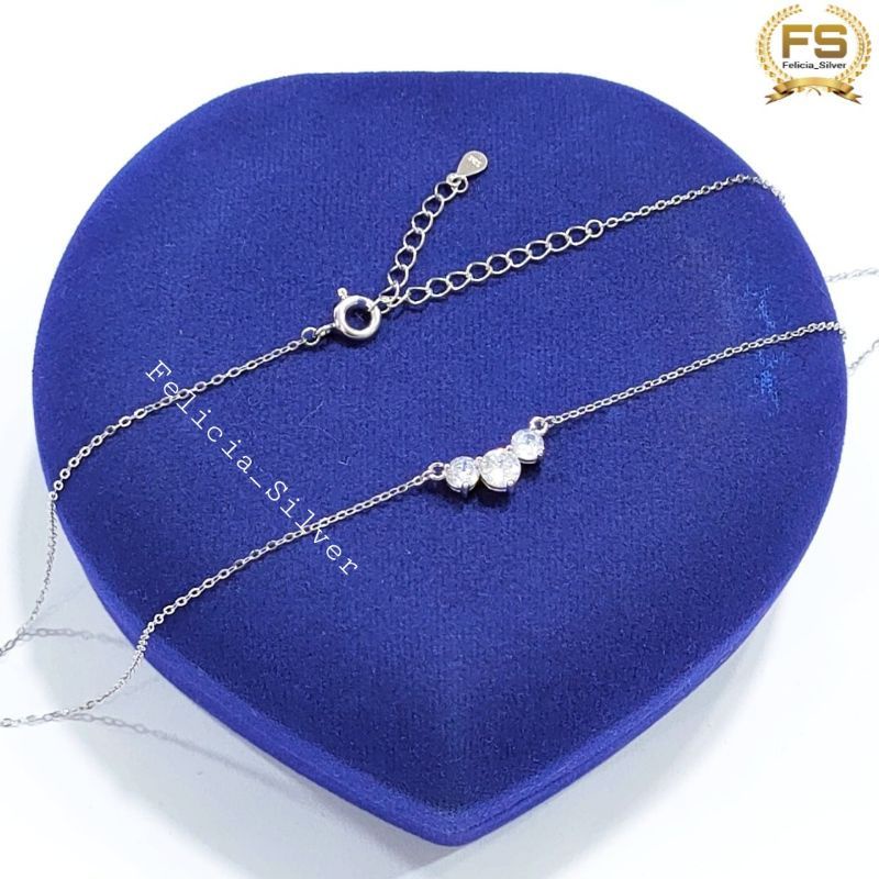 RK Kalung Perak Asli Silver Wanita 925 Lapis Emas Putih Asli Rantai Nori Polos Kalung Aurel Nagita