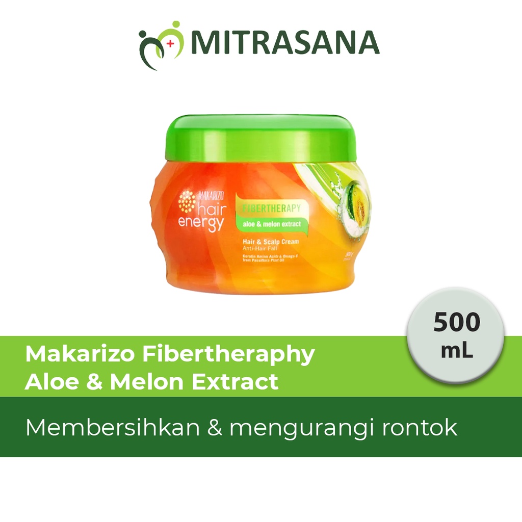 Makarizo Hair Energy Fibertherapy Hair &amp; Scalp Creambath Aloe&amp;Melon 500 mL / Perawatan Rambut Rontok