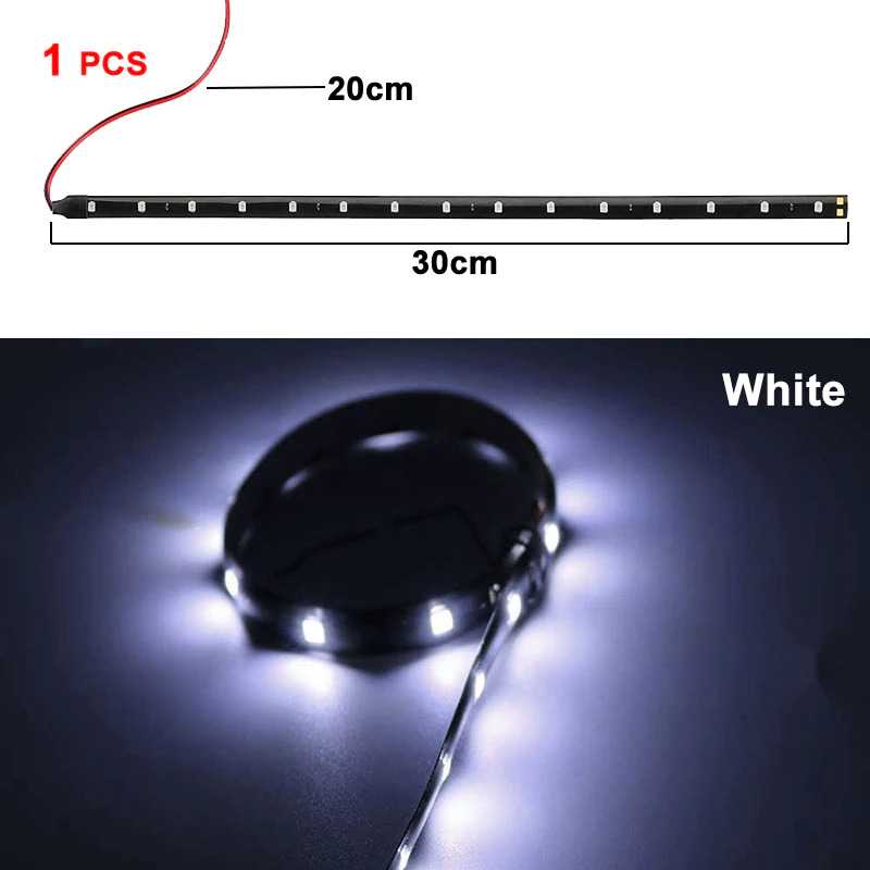 Lampu Mobil LED Strip Car Light DC 12V SMD 30cm Cool White 1PCS