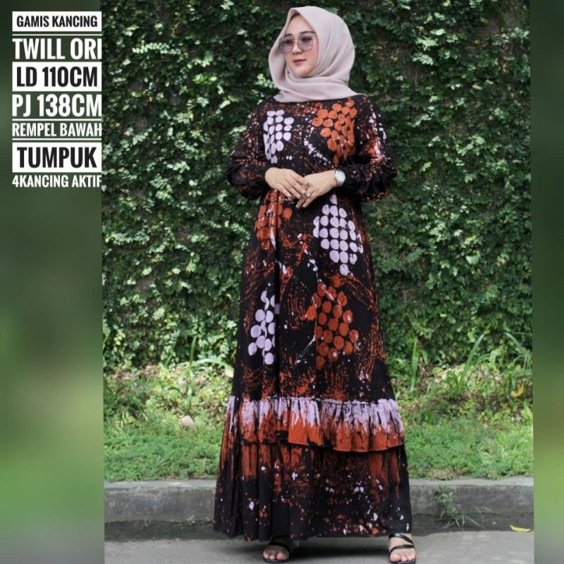 gamis twill kancing/gamis twill/gamis rayon/gamis susun