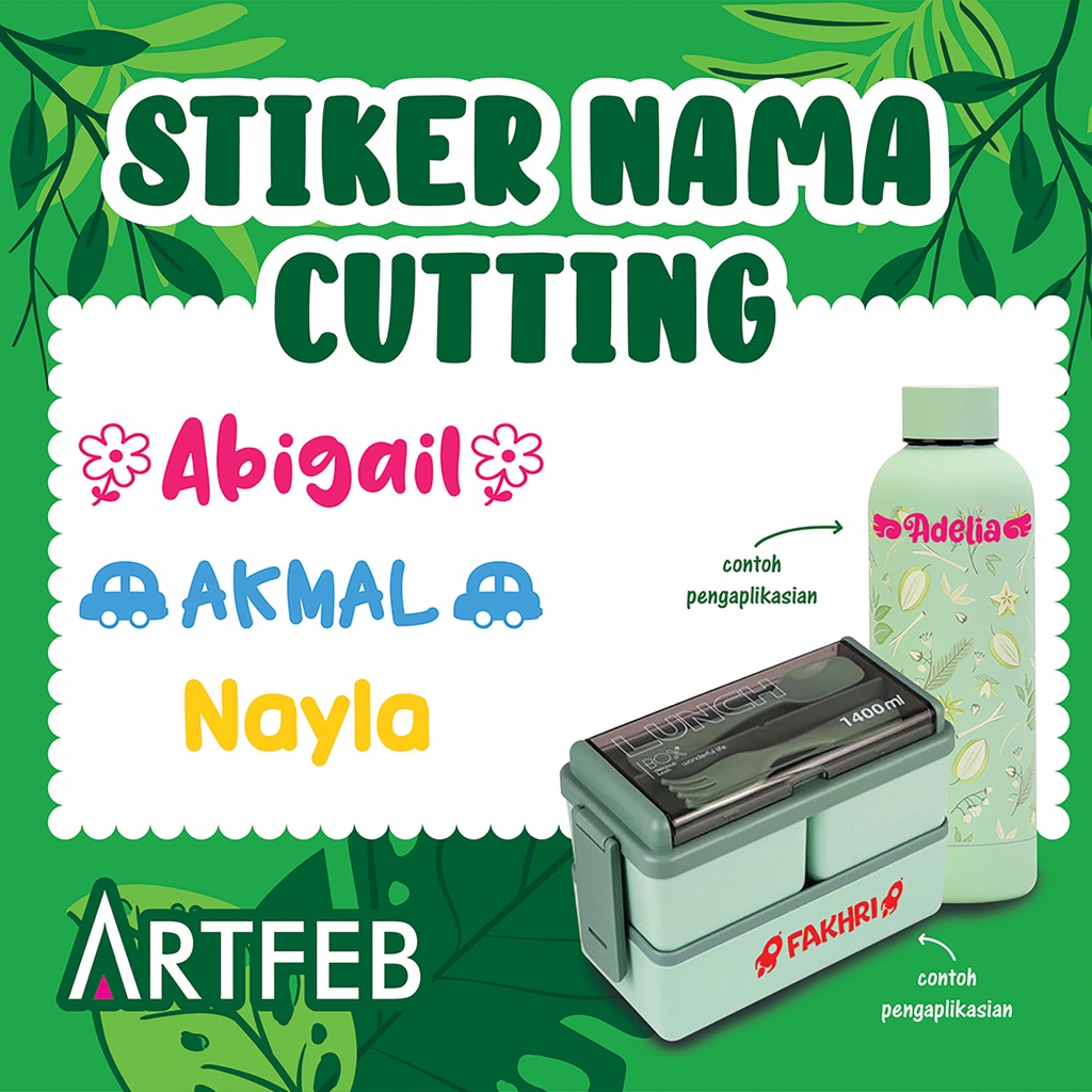 

Stiker Cutting Nama Anak | Sticker nama | Satu warna | label nama | Custom nama | oracal