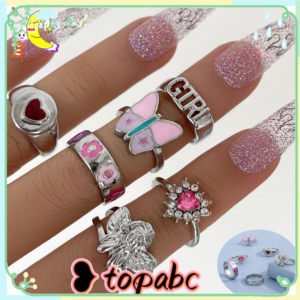 Top 6pcs/Set Cincin New Angel Fashion Pink