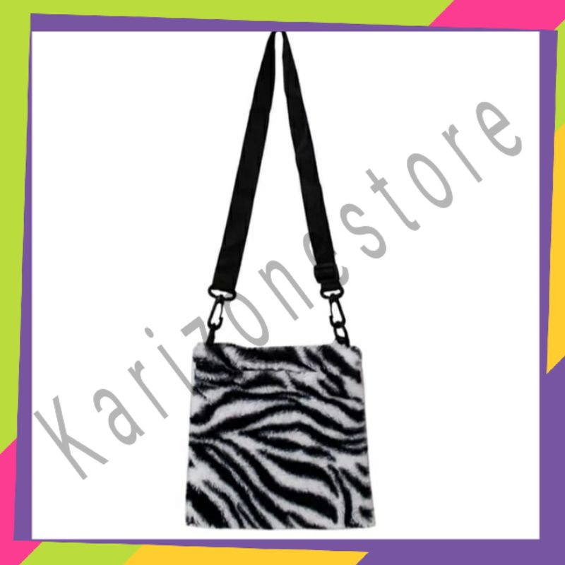 DS1034 -  Tas slempang Wanita motif Sapi Tas Bulu Tas selempang mini motif sapi