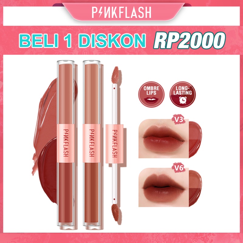 PINKFLASH 2 IN 1 Dual-Color Matte Liquid Lipstick Velvet Lip Tint Long-lasting Lip Gloss PF-L13-V