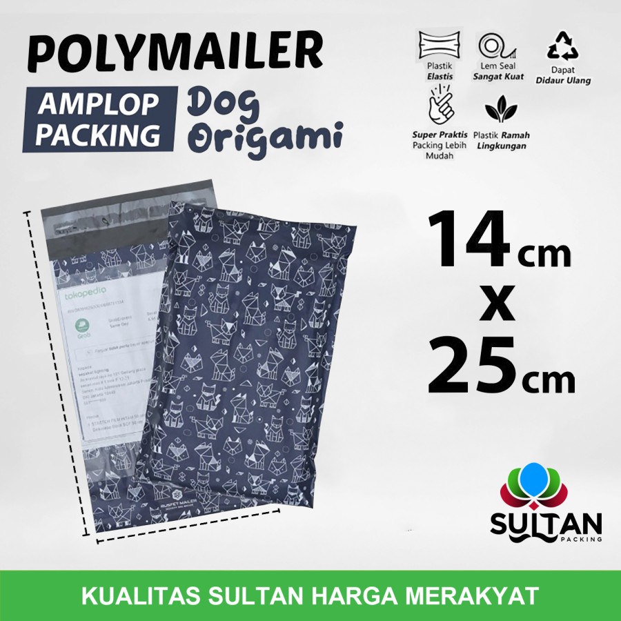 

Amplop Packing Polymailer 14x22cm Dog Origami Polimailer Satuan