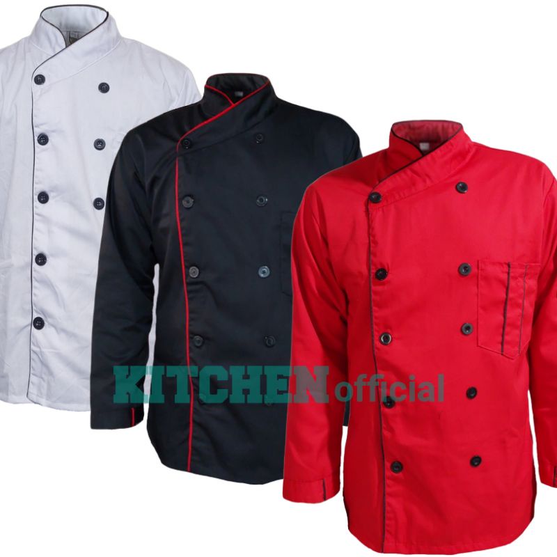 KITCHEN.Official Baju Koki Chef Jacket Lengan Panjang / Baju Koki / Baju Chef / Seragam Masak / Baju Masak