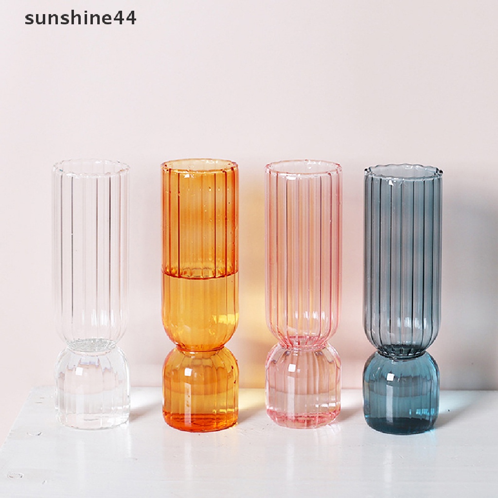 Sunshine Nordic Glass Vase Vas Kaca Kecil Rangkaian Bunga Aksesoris Dekorasi Rumah Ornamen Kaca Ruang Tamu Modern.