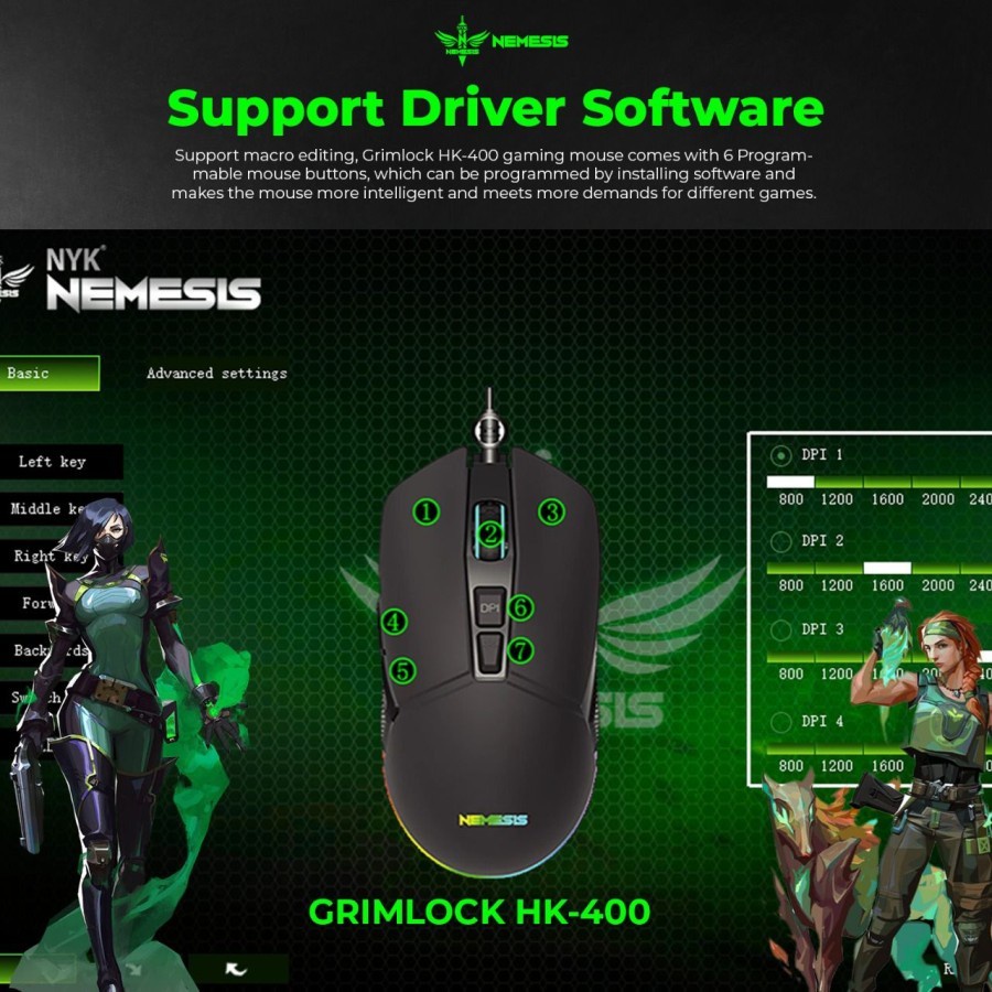 NYK HK400 / HK-400 Grimlock RGB Gaming Mouse with Macro