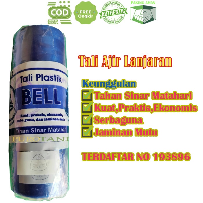 Lanjaran Plastik Salaran Pertanian Gawar Tanaman Plastik Biru Cap BELL