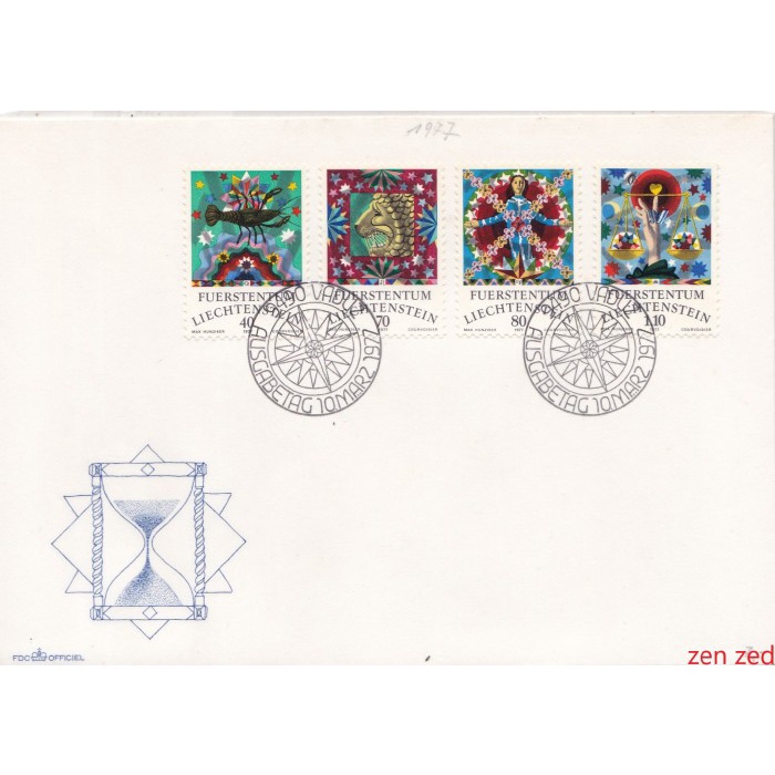 

A638 Prangko Liechtenstein FDC 1977 Signs of the Zodiac 1 Pcs