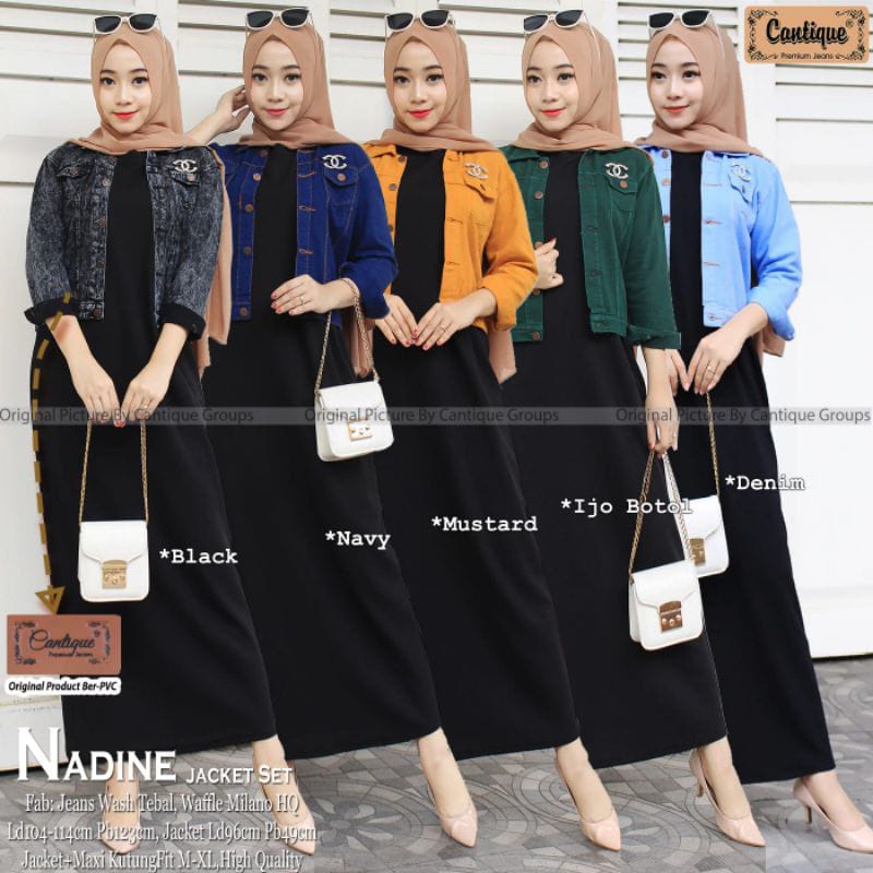 SETELAN JAKET JEANS CROP DAN DRES INNER ONE SET DRESS OUTER JEANS CROP