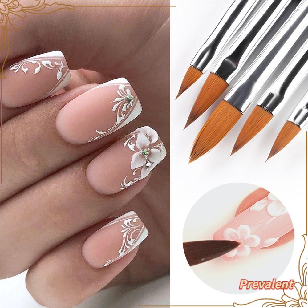 Preva 3/5PCS Kuas Lukisan Kuku Fashion Acylic Powder Alat Nail Art Ukir