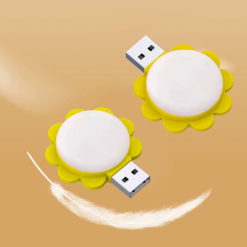 Lucu Mini Kartun Bentuk Bunga Matahari Lampu Malam Lampu Samping Tempat Tidur USB Ponsel Power Charge Night Light Portable Untuk Kamar Tidur Ruang Tamu Pencahayaan Lembut Perlindungan Mata LED Kreatif