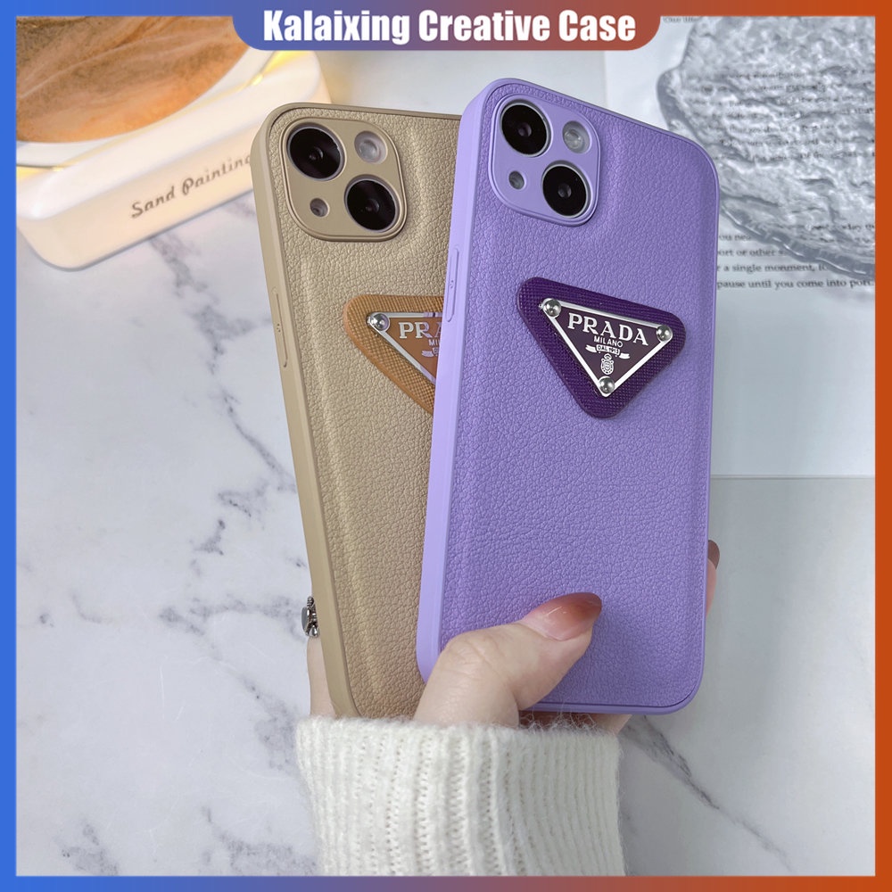 Casing Handphone Bahan Kulit Untuk iPhone 14 Pro Max14 Plus 13ProMax 12 ProMax 11Pro X Xr Xs Max Hard Prada Case Back Cover