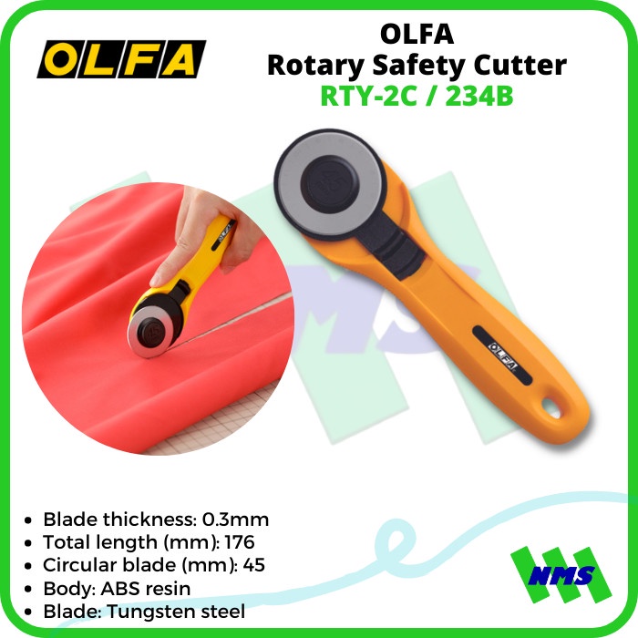 

Pisau Bulat Pemotong Kain OLFA RTY-2C / 234B Rotary Safety Cutter