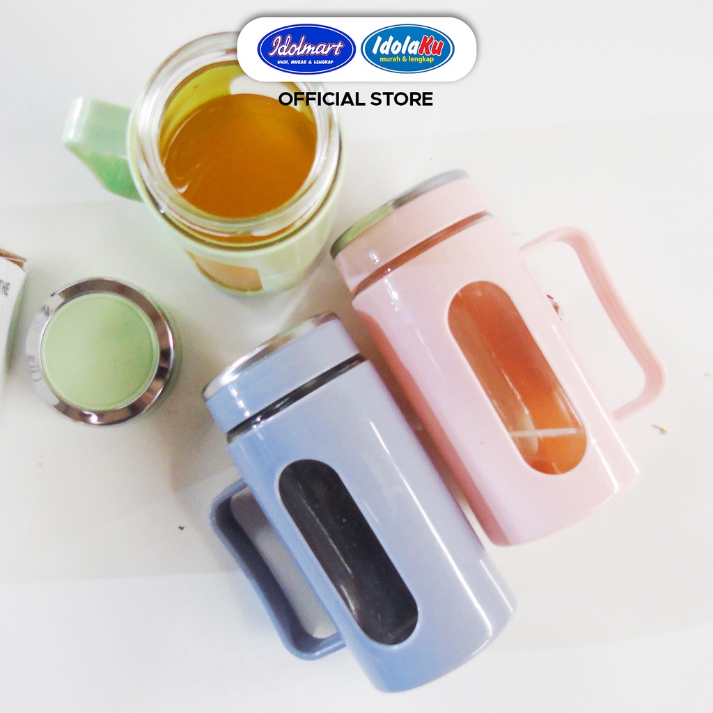 IDOLMART Gelas Kaca Glass Plastic Cup Office 350Ml