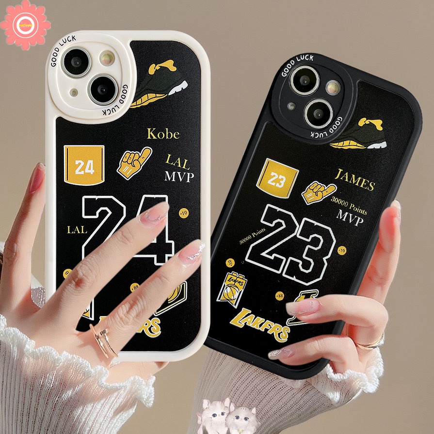 IPHONE Fashion N.B.A Lakers Kobe James Case Kompatibel Untuk Iphone7 8 6 6s Plus 11 13 12 14 11 Pro MAX 14 Plus XR X XS MAX SE 2020label Telepon Trendi Sarung Belakang TPU Lembut