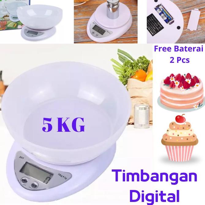 E01L Timbangan Dapur Digital - Timbangan Kue Bumbu Mangkok Mangkuk Digital 5Kg 10Kg Kitchen Scale