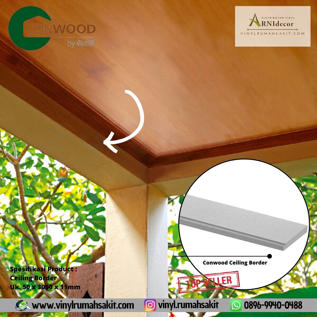 Conwood Ceiling Border - Utk Sambungan Dinding dan Plafon [Unfinished]