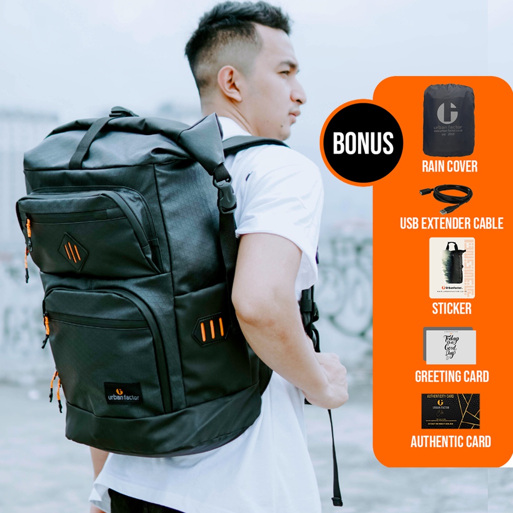 Tas ransel Backpack urban factor - Aileron Black - Tas laptop