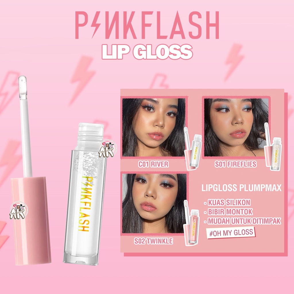 PINKFLASH OH MY GLOSS HIGH MOISTURISING PLUMPMAX SHINMMER LIP GLOSS C01 PIECE
