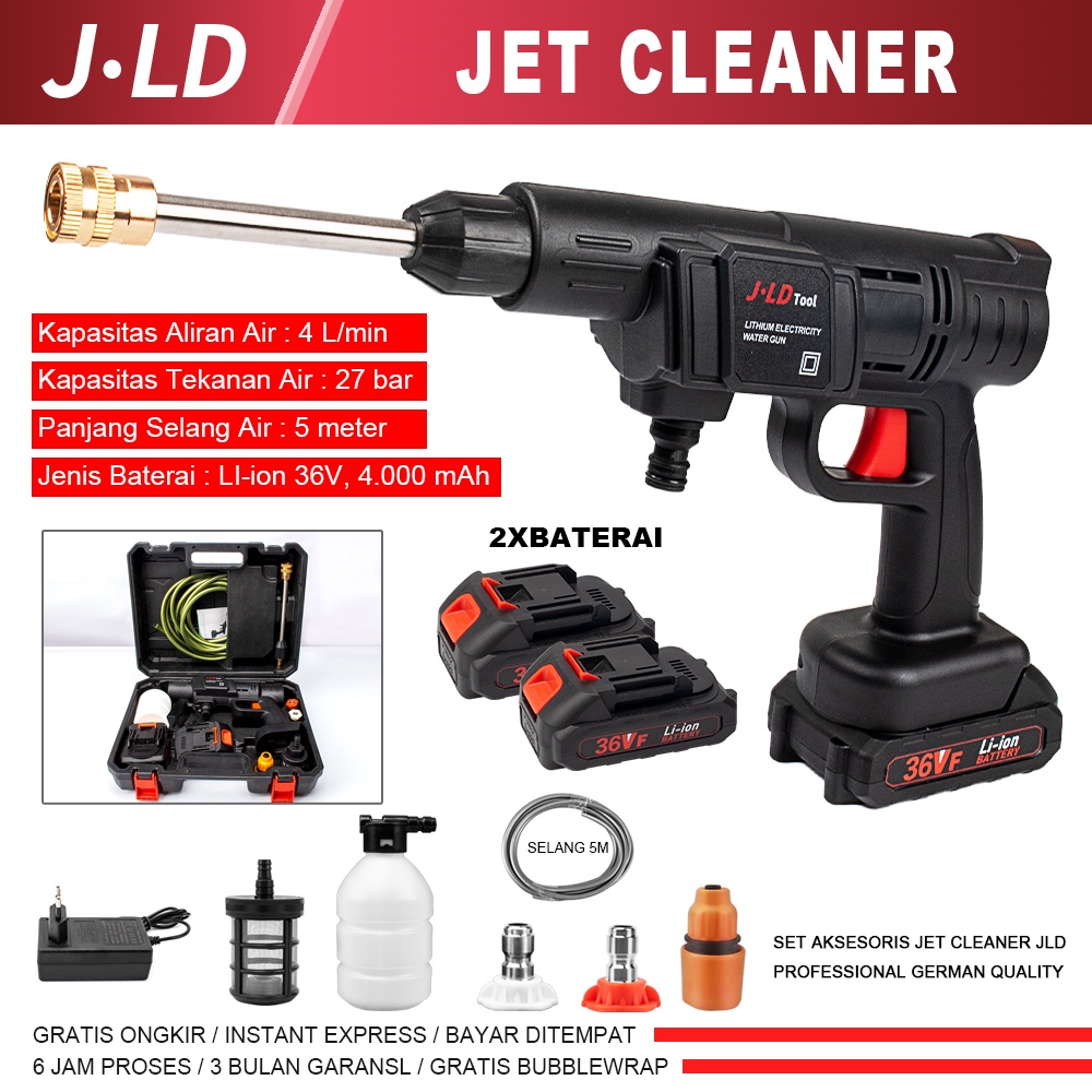 JLD Alat Cuci Motor Cuci Mobil 2baterai JET CLEANER  36V STEAM CORDLESS  MESIN CUCI AC MOTOR MOBIL P