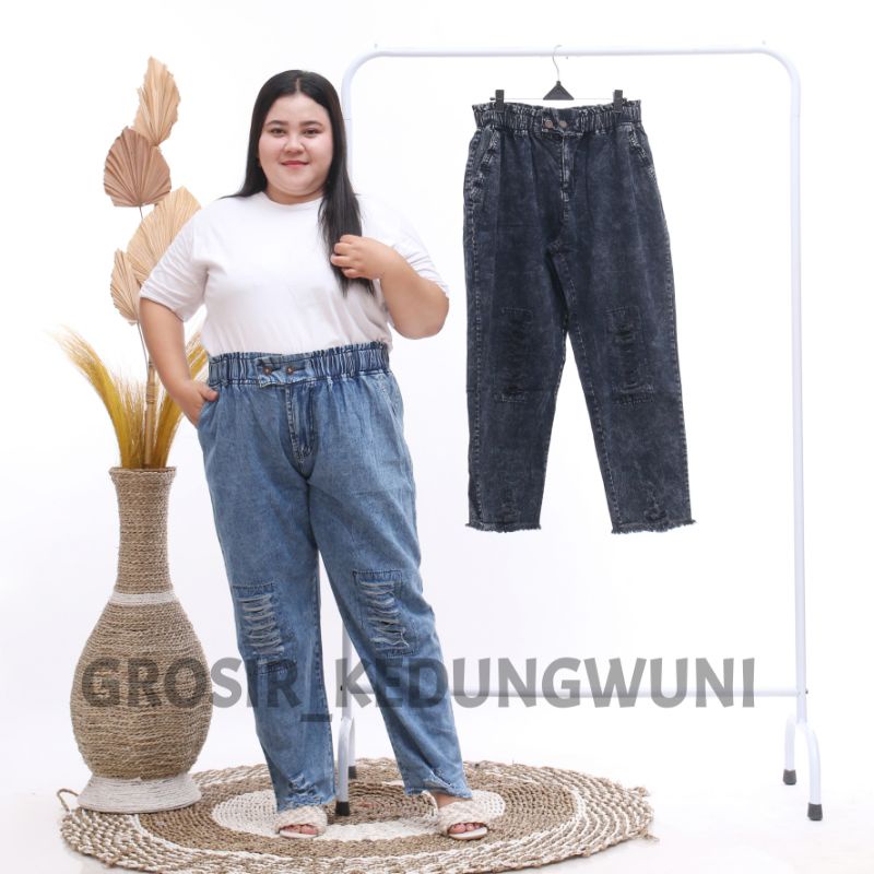 QILA SUPER JUMBO PANTS CELANA JEANS WANITA JUMBO MUAT BB 100 KG