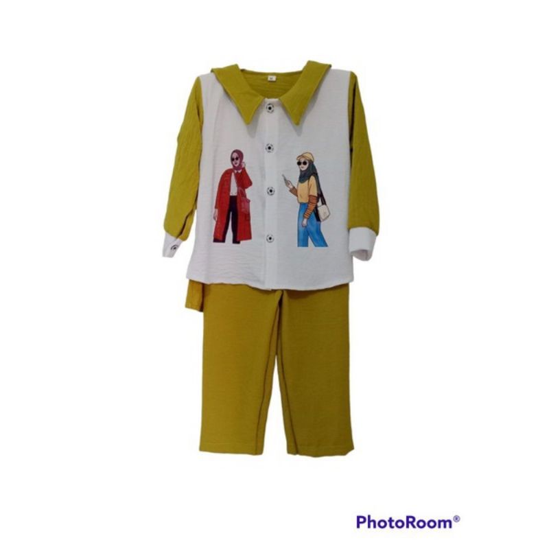 setelan crinkle airflow/setelan anak perempuan