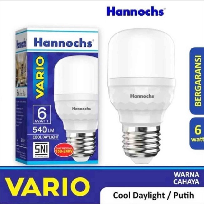 Lampu LED Hannochs Vario 6w Bohlam Bulb Cool Day Light SNI Original