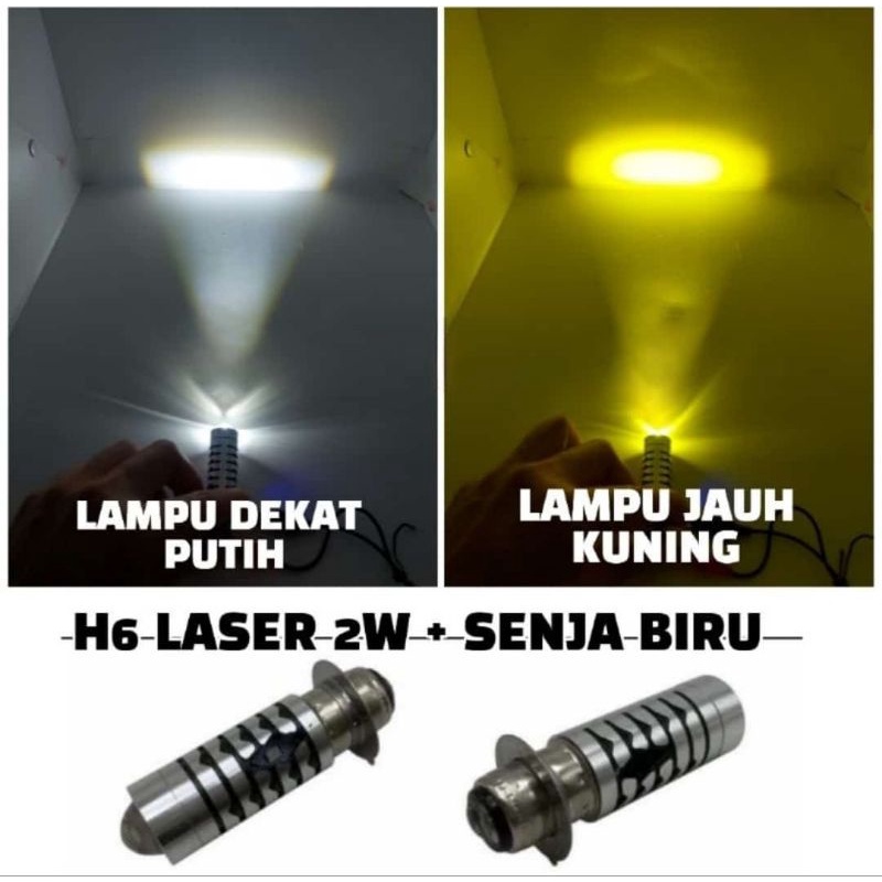 Lampu utama LED H6 Laser jauh dekat putihkuning plus senja biru Lampu Depan h6 Laser plus senja