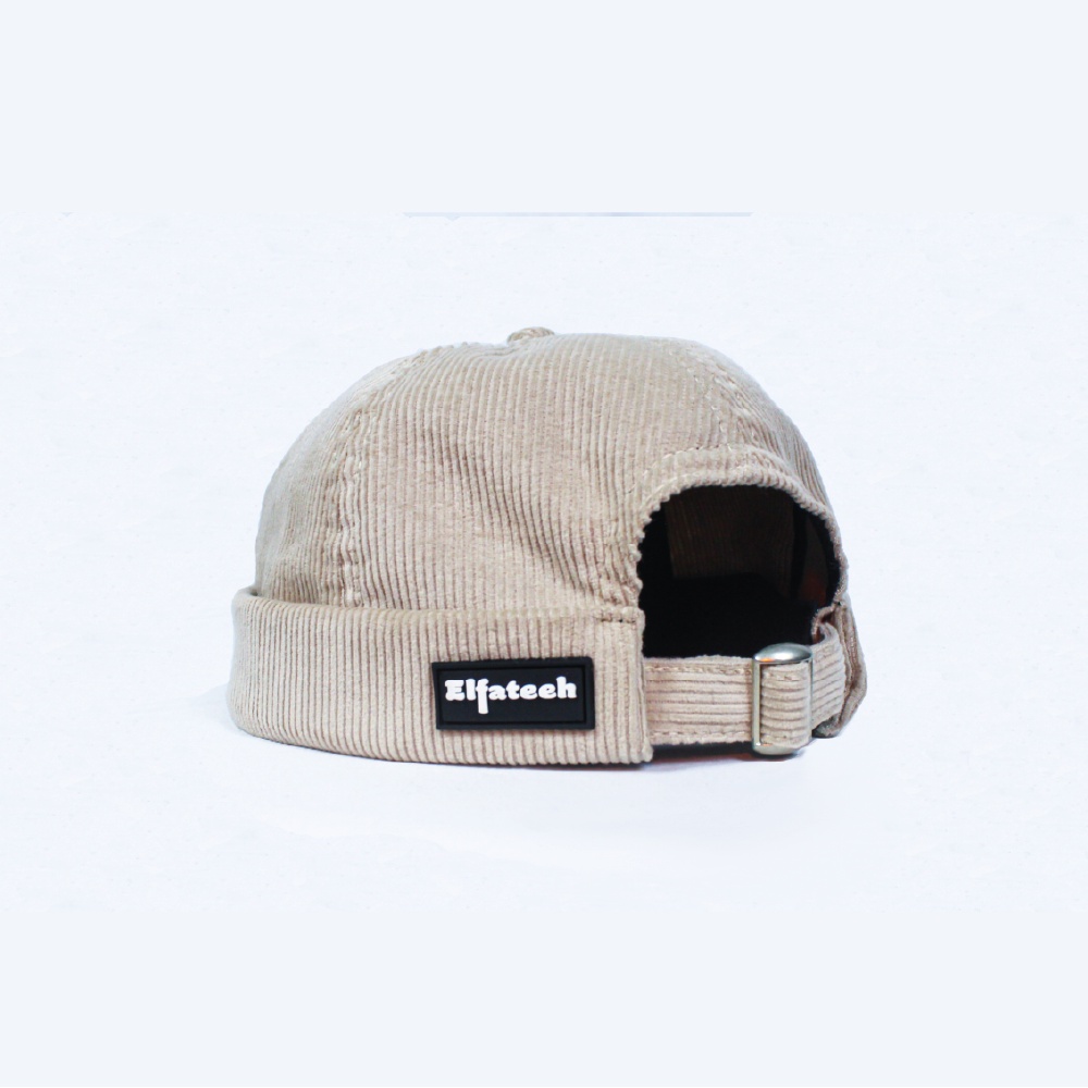 MIKI HAT - TOPI PECI CREAM CORDUROY LOGO ELFATEEH