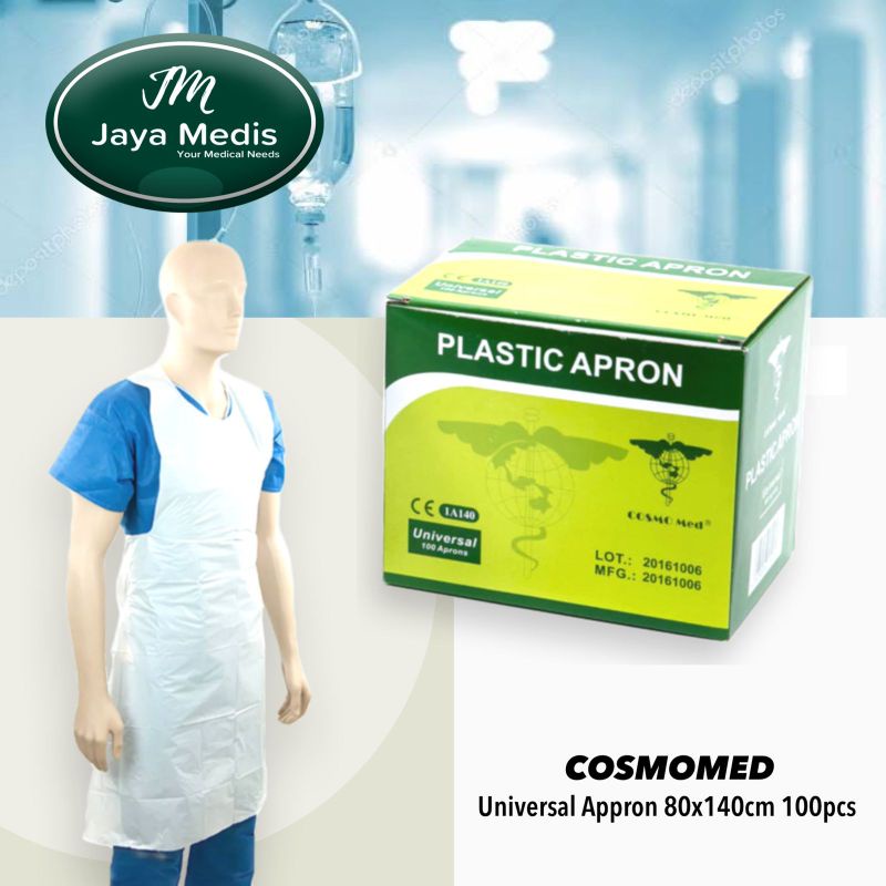 COSMOMED PALSTIK APRON ALAT PELINDUNG DIRI CELEMEK PLASTIK ISI 10 PCS