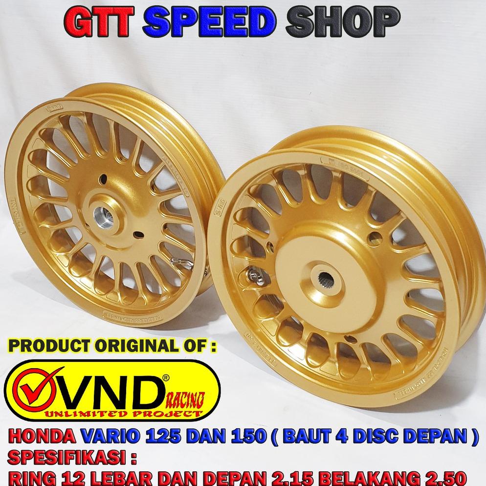 VELG RACING VND ROULLETE GOLD MATTE RING 12 HONDA VARIO 125 DAN VARIO 150 BAUT DISC 4