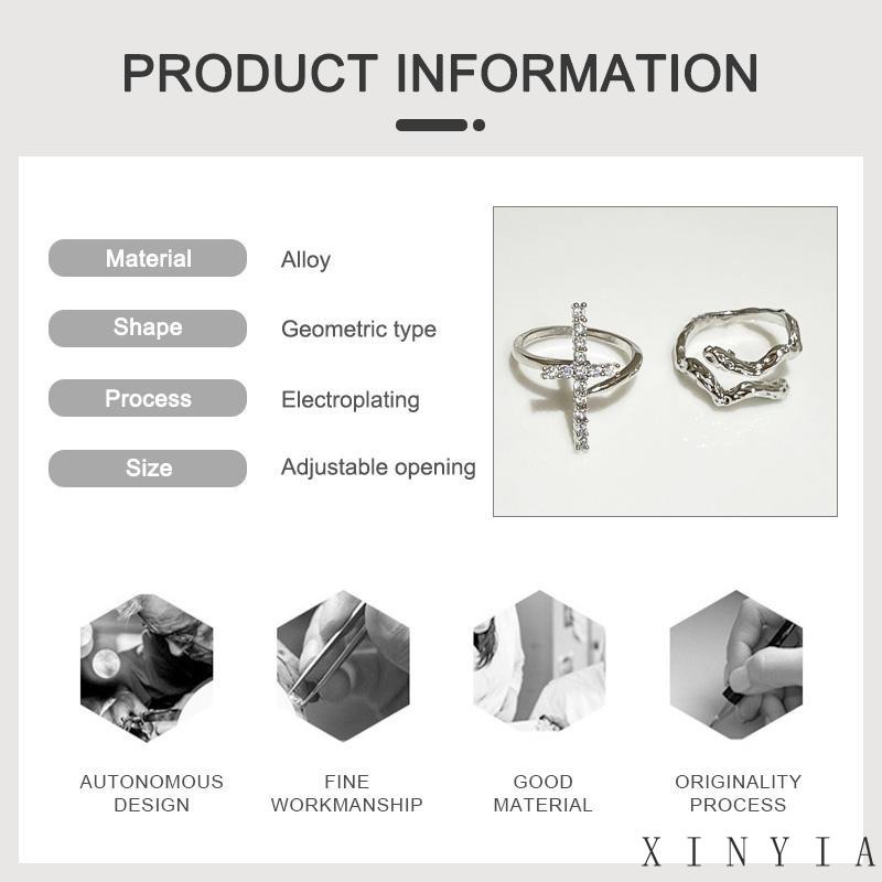 【Bayar di tempat】Cincin Perempuan High-end Mewah Cross Kepribadian Manis Keren Gaya Pasangan Pembukaan Cincin