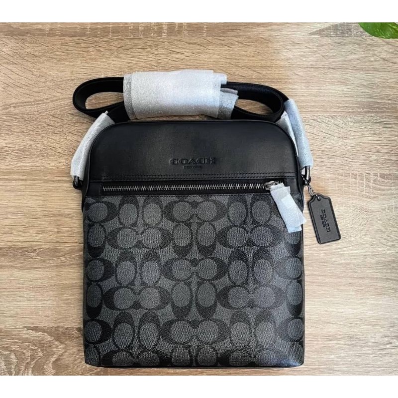 COACH HOUSTON SIGNATURE BLACK SLING BAG MAN