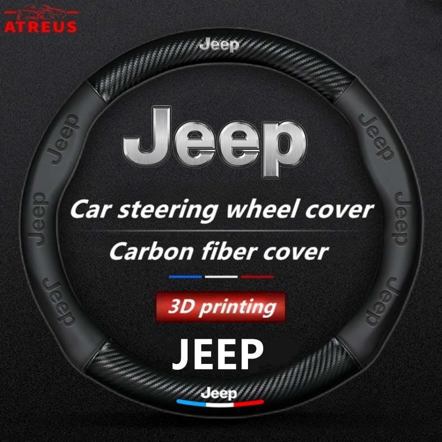 Sarung Setir Mobil Jeep Untuk Kompas Renegade 2022 Willys Wrangler jk Cherokee xj Auto Steering Wheel Cover Pelindung Kemudi Interior Mobil Logo Printing 3D