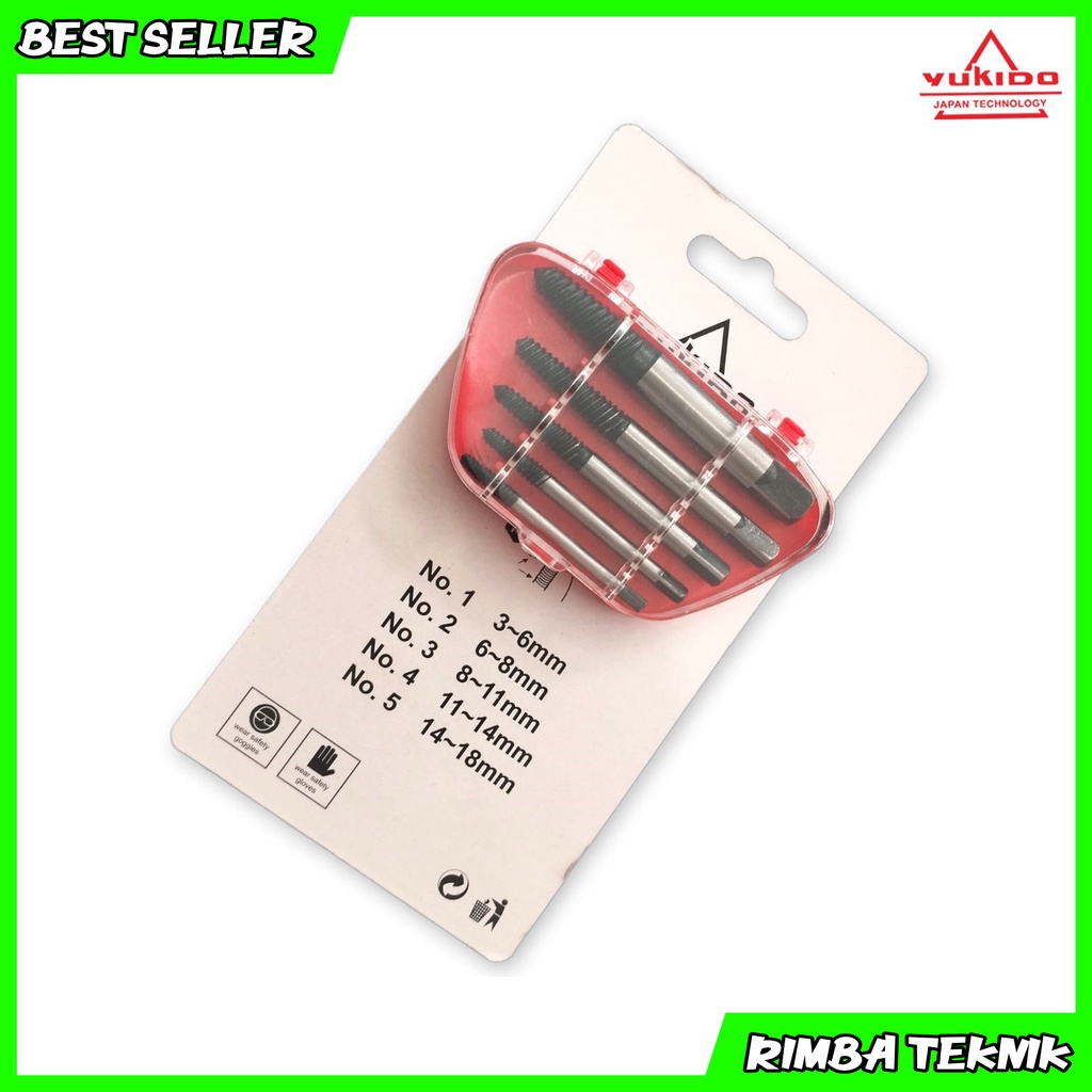 Tap Balik Set 5 Pcs Cabut Buka Baut Rusak Patah Screw Extractor