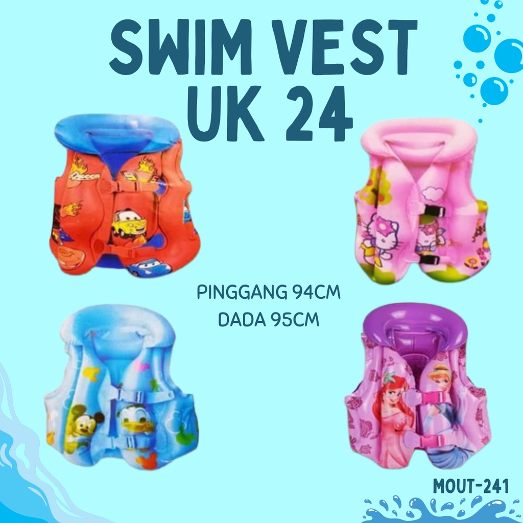 SWIM VEST 24 Rompi Pelampung air tiup anak pengaman renang alat berenang jaket anak-anak karakter kartun lucu