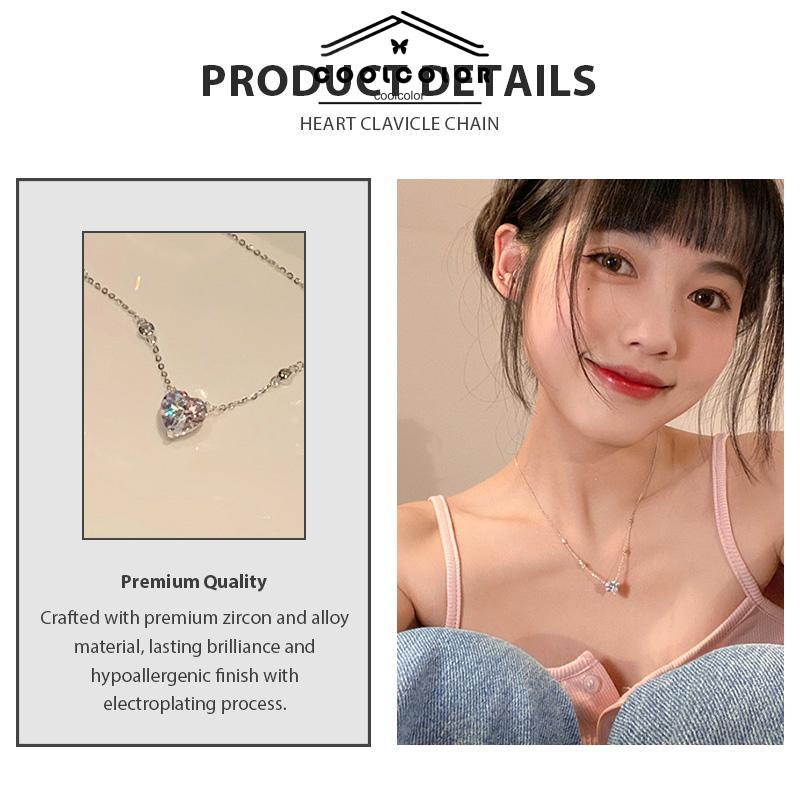 COD❤️Kalung Cinta Berlian Korea Fashion Sederhana Gaya Aksesoris Wanita- cl